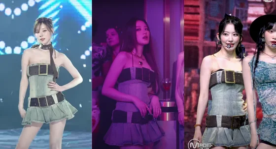 Netizens Discuss Who Wore the Trending Denim Belt Dress Best Among (G)I-DLE’s Shuhua, aespa’s Winter and LE SSERAFIM’s Sakura