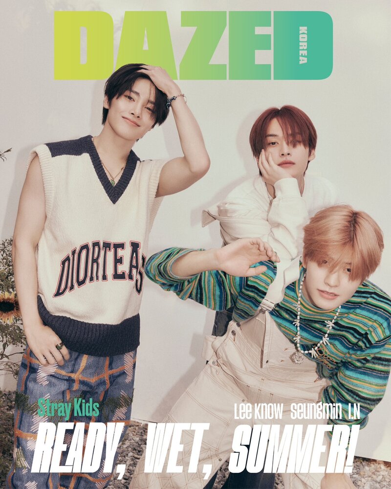 Stray Kids Lee Know, Seungmin, I.N for Dazed Korea X DIOR | July 2023 Issue documents 1